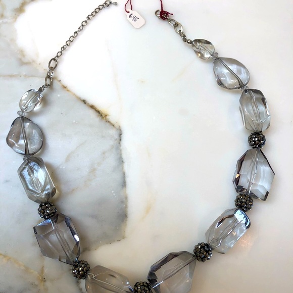 BEAUTIFUL NWT CRYSTAL STONE & SPARKLY HEMATITE ADJUSTABLE LENGTH NECKLACE ๐๐โญ๏ธ - Picture 4 of 4